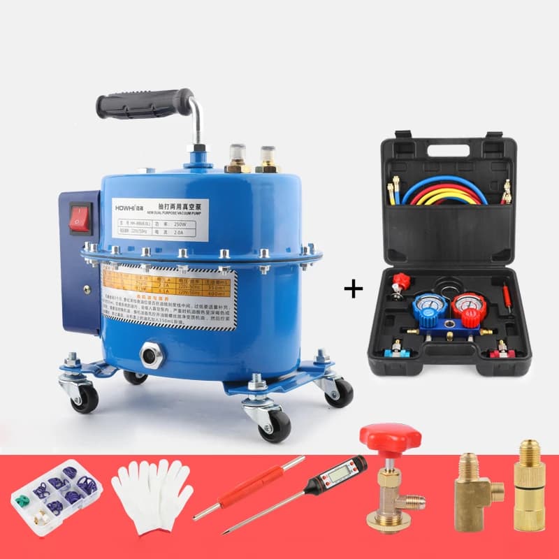 Pompa per vuoto per condizionatore d'aria per auto HH-7.0L strumento di riparazione per frigorifero pompa per pneumatici riempimento refrigerante 350W doppio scopo regolabile