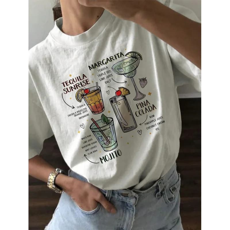 Summer 2026 Woman's Printed T-shirt Short Slevees Loose Solid Color Breathable And Comfortable Tops Casual Couple's T-shirt