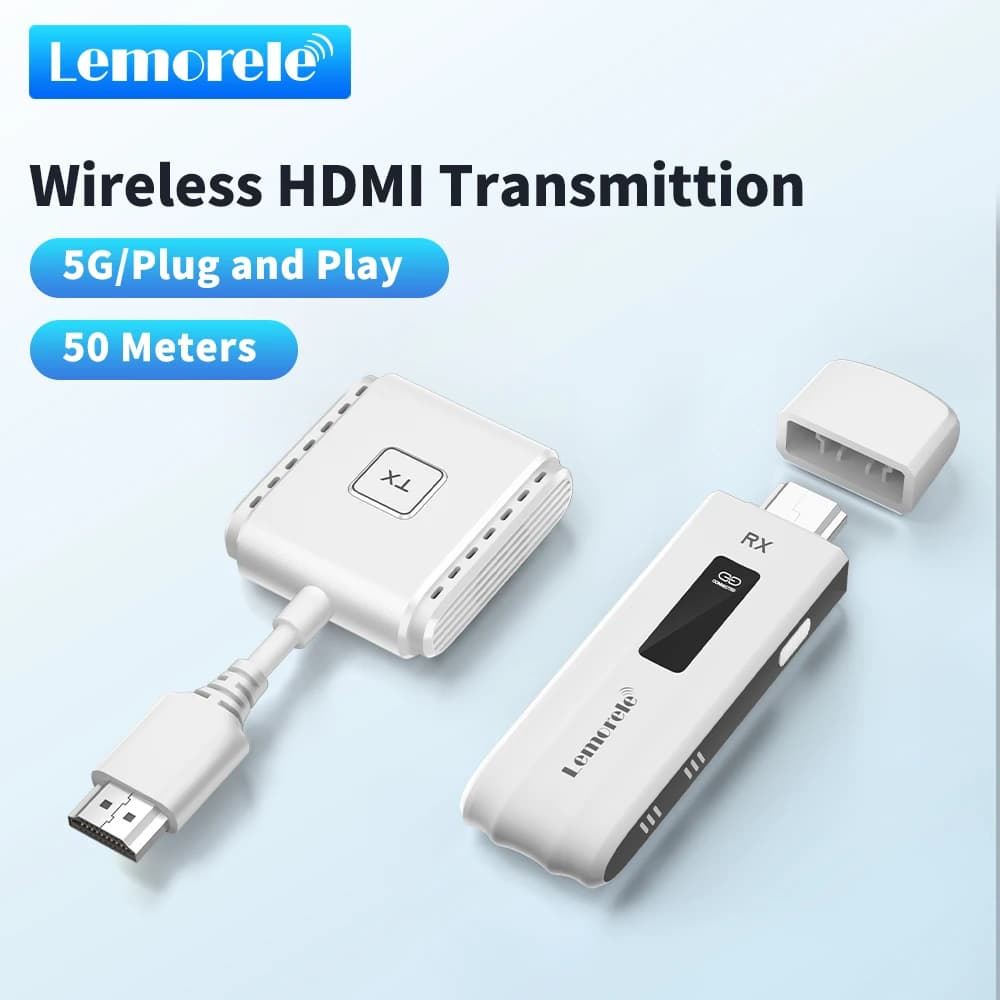 Lemorele Wireless HDMI Video Transmitter and Receiver Extender Kit Display Adapter Dongle for TV Monitor Projector Switch PC