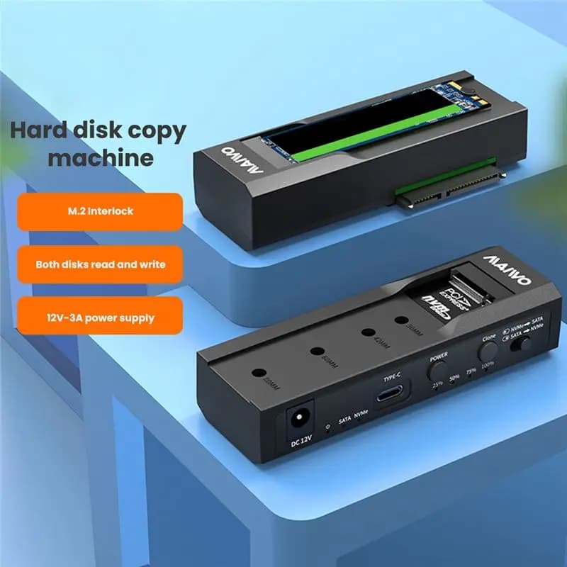 BAAE MAIWO Case Dual Bay M.2 NVMe e Docking Station SATA HDD Type-C da 3,5 Pollici, Duplicatore Clone con Spina EU