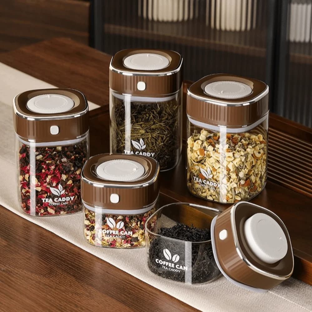 Glass Coffee Bean Container Date Record Moisture-resistant Vacuum Sealed Jar Clear Visibility Large Capacity Snack Storage Case