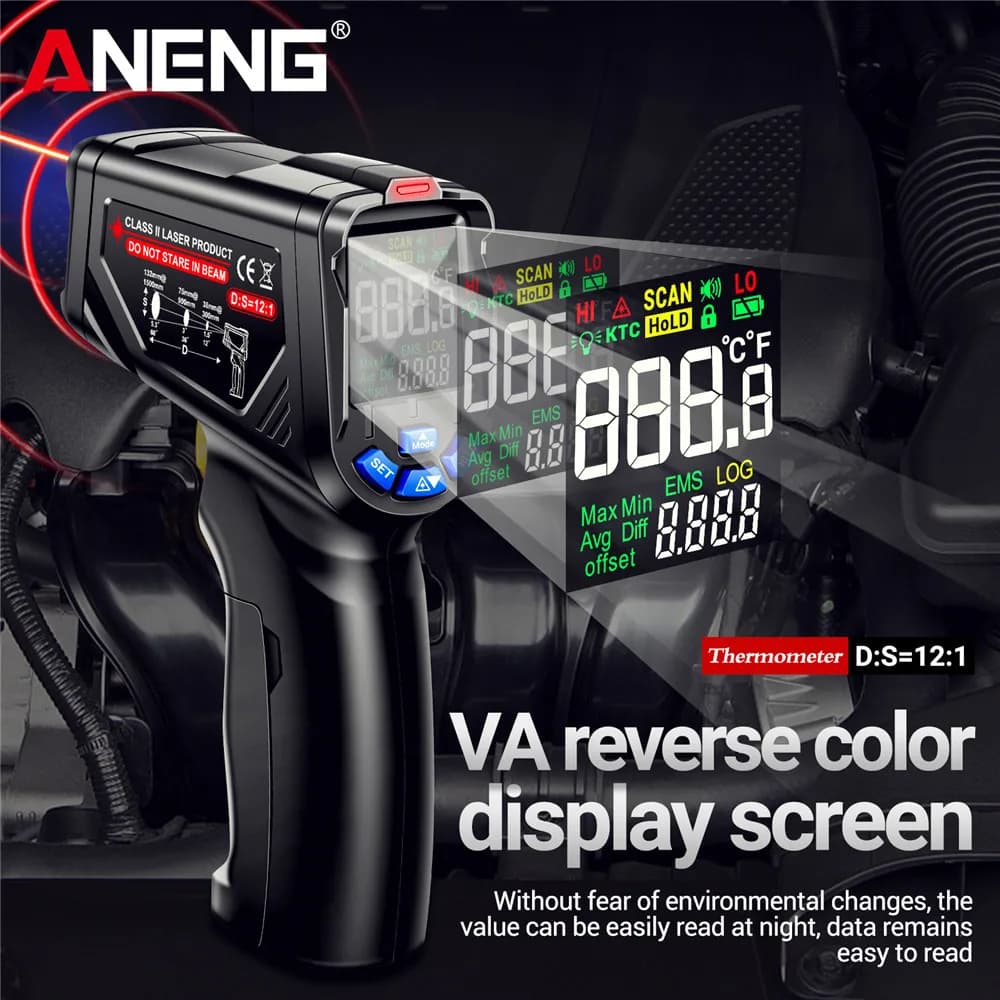 ANENG TH06 Termometro Digitale a Infrarossi 0.1-1.00 con Sensore di Temperatura, Schermo VA Regolabile e Funzione Reverse, Strumento di Rilevamento