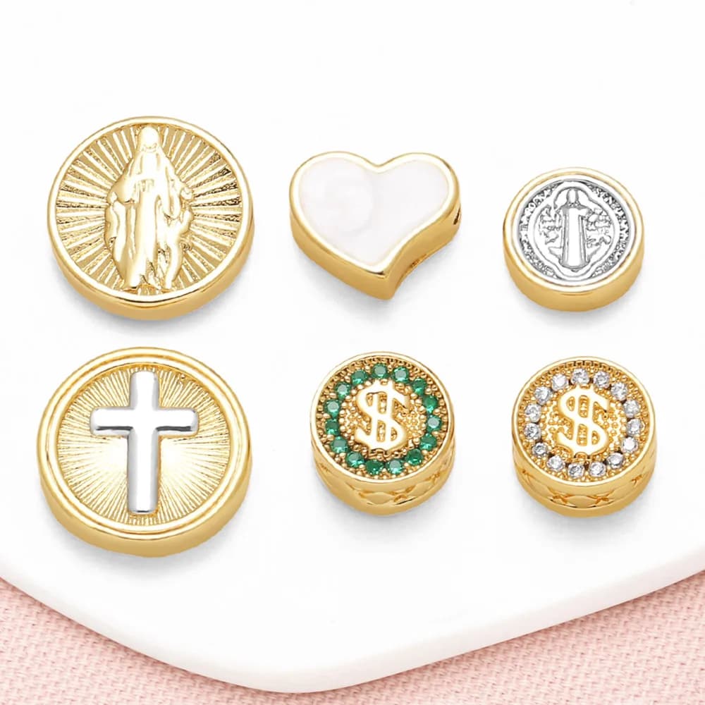 OCESRIO Vergine Maria Charms per Bracciale Rame Placcato Oro Croce Dollaro Portachiavi Borsa Fascino Creazione di Gioielli Componente chma473