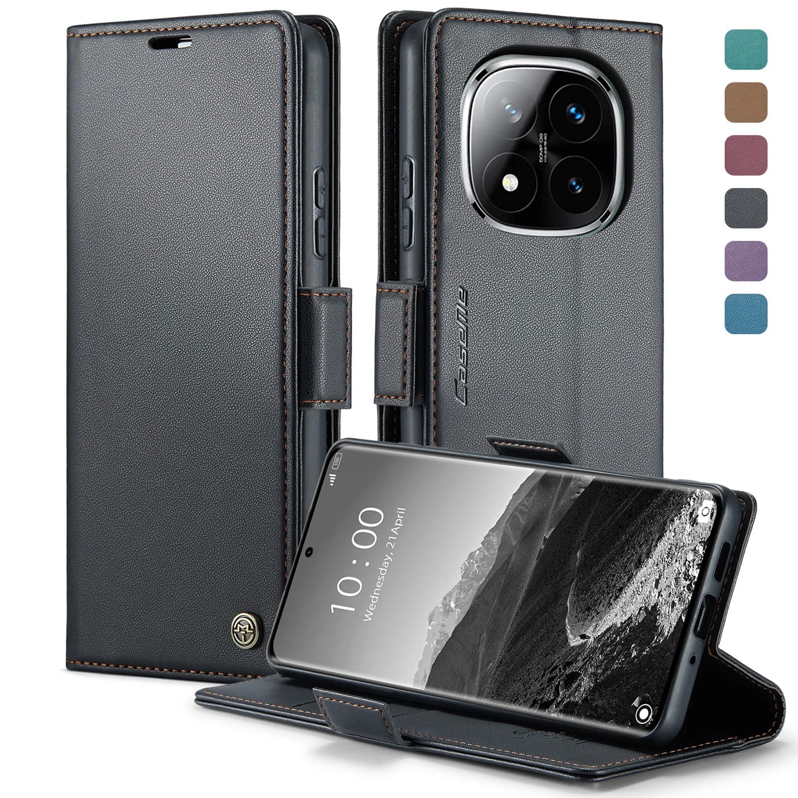 Custodia per Xiaomi Redmi Note 15 Pro Plus 5G Premium in similpelle con chiusura a libro, protezione RFID, porta carte magnetico e funzione stand