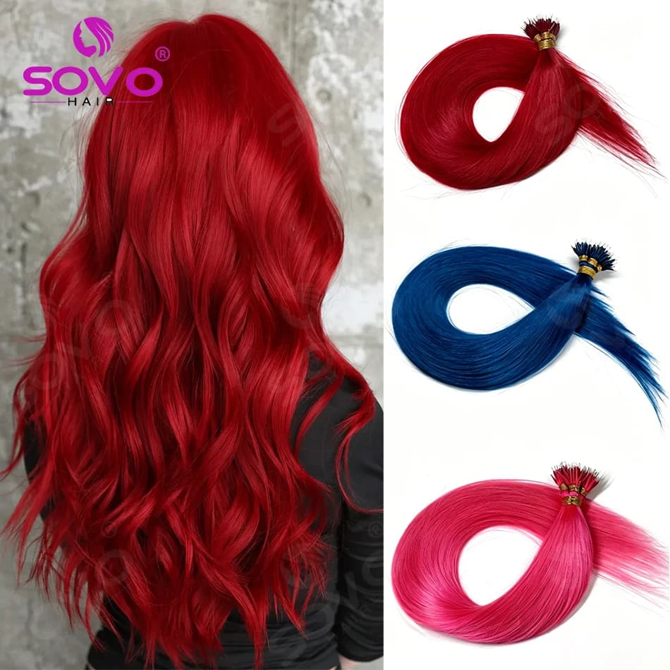Nano Ring Hair Extensions 100% Remy Colorful Soft Human Hair Add Volume Extend Length 12-26 Inch 50g/100g Personalized Styling