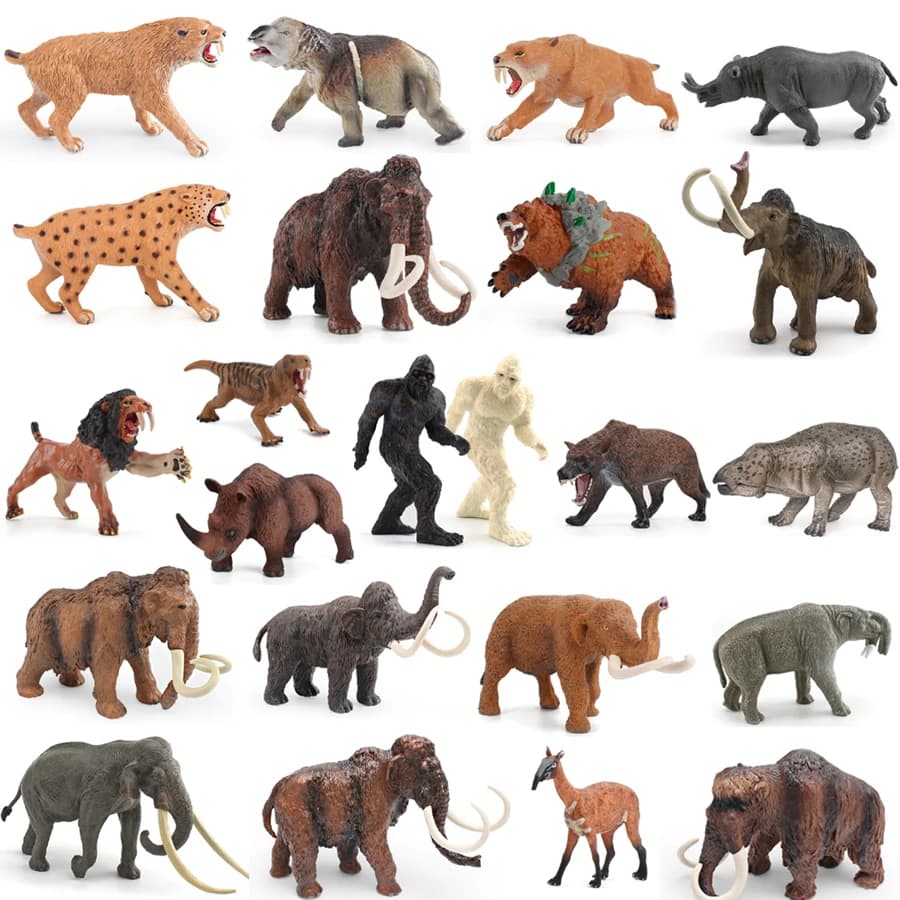 Realistico Animale Preistorico Smilodon Mammuthus Lisowicia Woolly Rinoceronte Mammut Figurine Savage Modello Figura Giocattoli Educativi