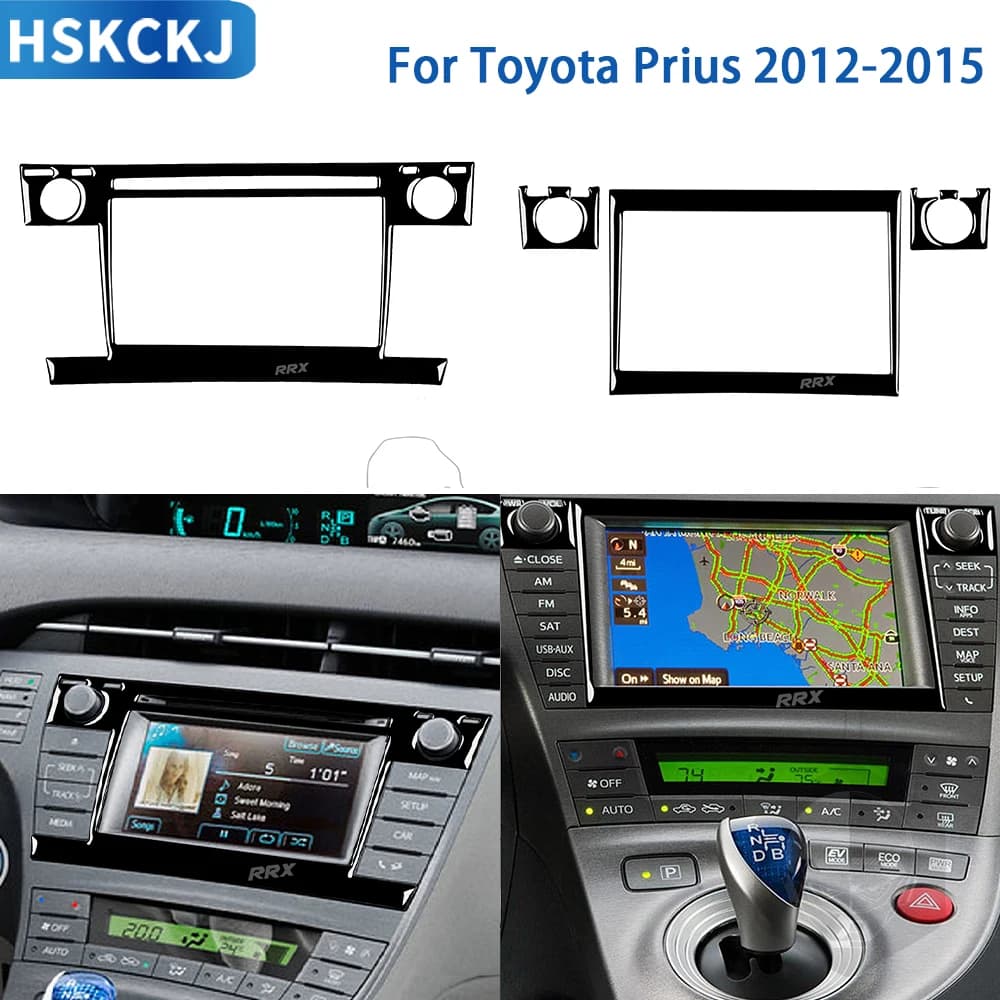 Per Toyota Prius 2012 2013 2014 2015 Accessori Auto In Plastica Nera Radio CD Pannello di Visualizzazione di Navigazione Trim Adesivo Decorazione