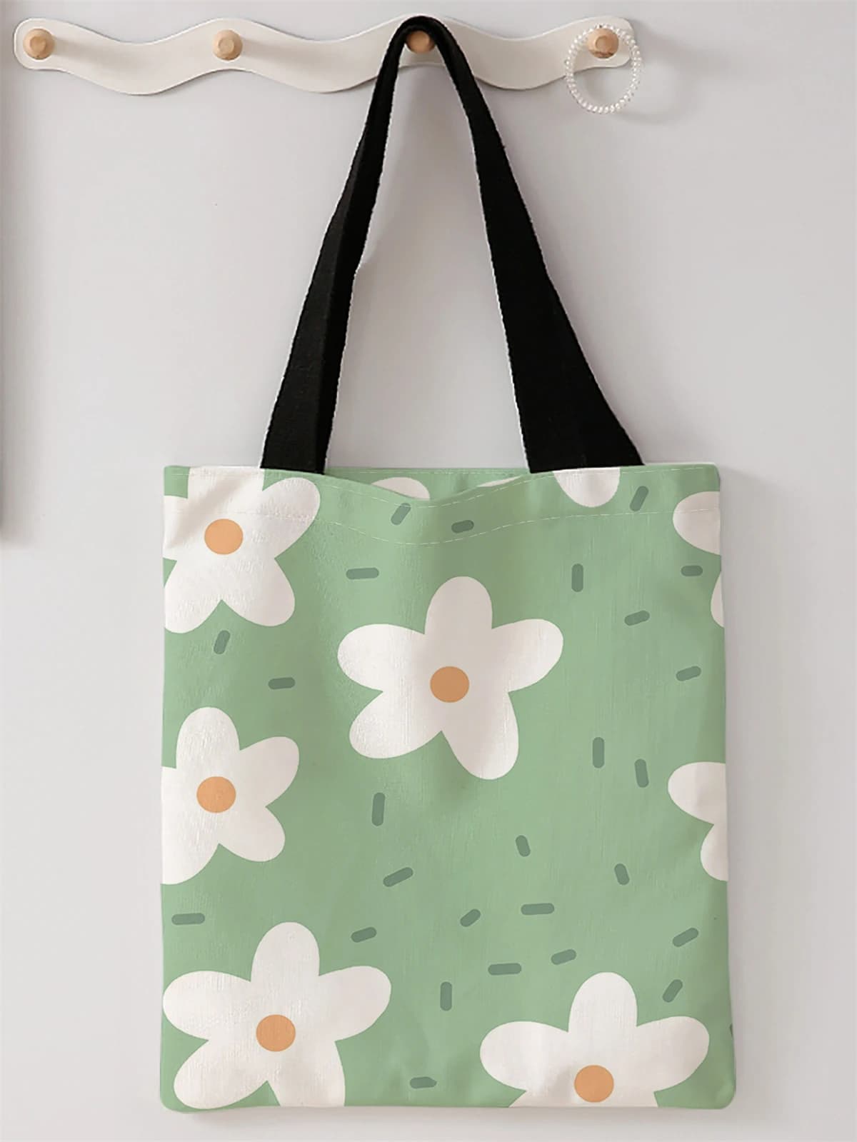 Borsa casual stampata con motivo floreale, zaino alla moda riutilizzabile, borsa multifunzionale, borsa per la spesa in tela