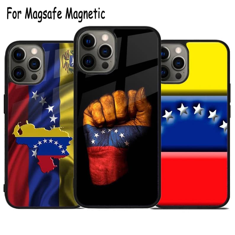 Venezuela Venezuelan Flag Charge Cassa Del Telefono Per iPhone 17 Air 15 16 16e 14 13 11 12 Pro Max Plus Magsafe Copertura Del Respingente Magnetico