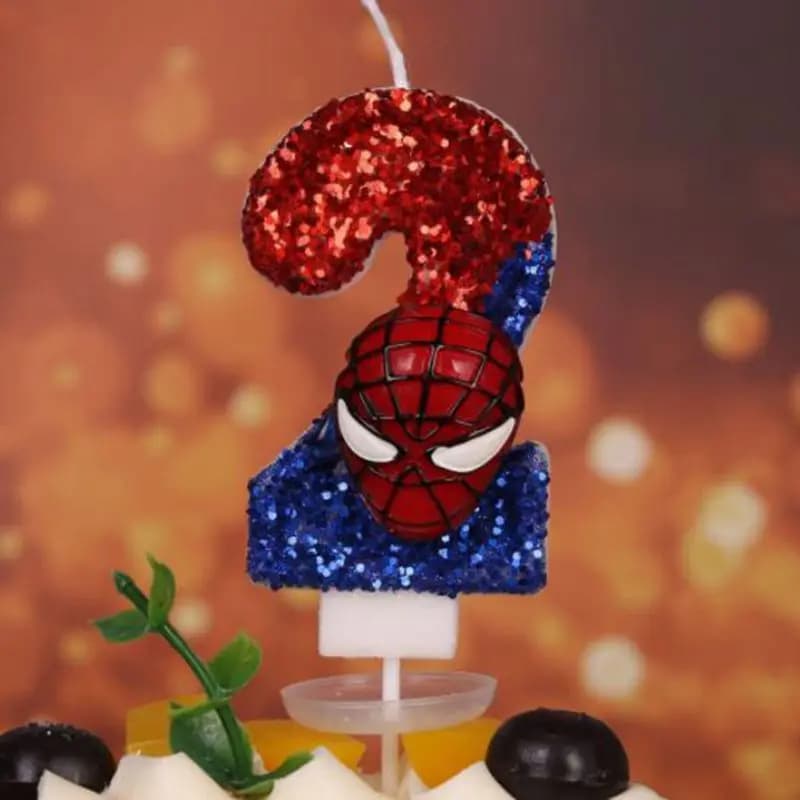 Candles with Digital Numbers Spider-Man Children's Birthday Cake Topper Superhero Party Decorations Marvel Unique Gift for Boys and Girls