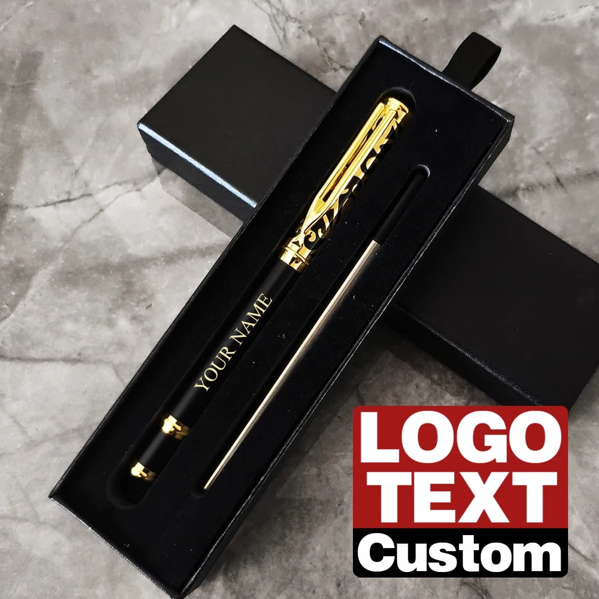 1 set di penna gel in metallo di lusso modello scultura penna roller ufficio scuola penna stazionaria logo personalizzato nome testo regalo