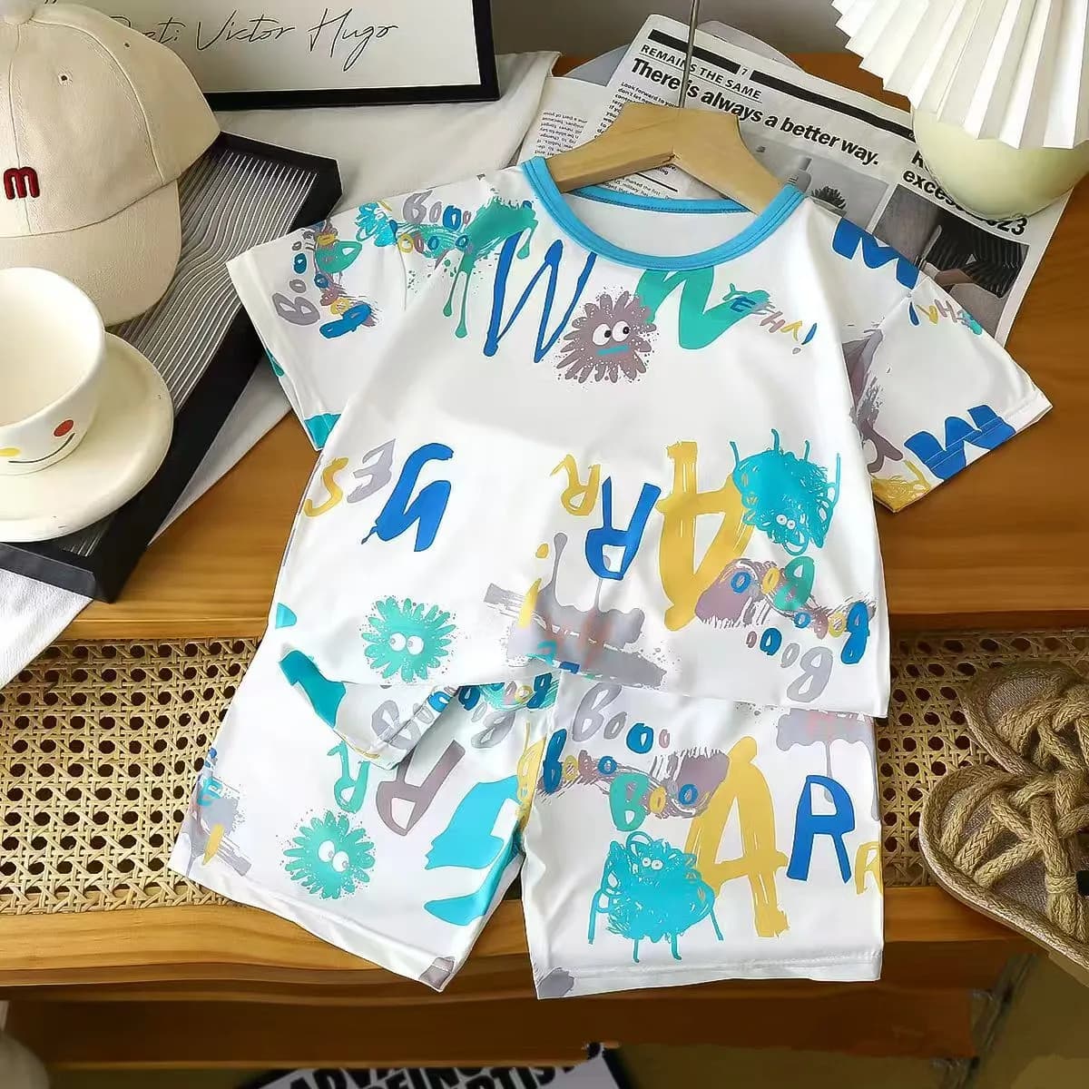 Completo Estivo per Bambini con Maglietta a Maniche Corte e Pantaloncini, Nuovo Abbigliamento Estivo per Ragazzi e Ragazze, Pigiama