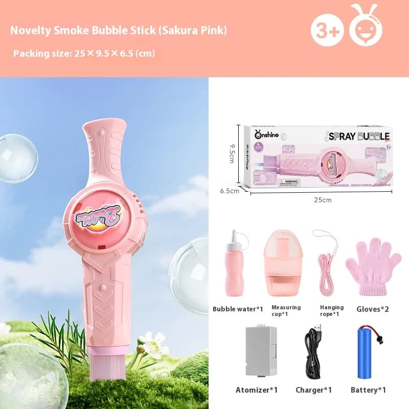 Macchina per Bolle Portatile, Soffiatore di Bolle Manuale con Liquido per Bolle, Giocattolo per Feste all'Aperto, Regalo di Compleanno per Bambini