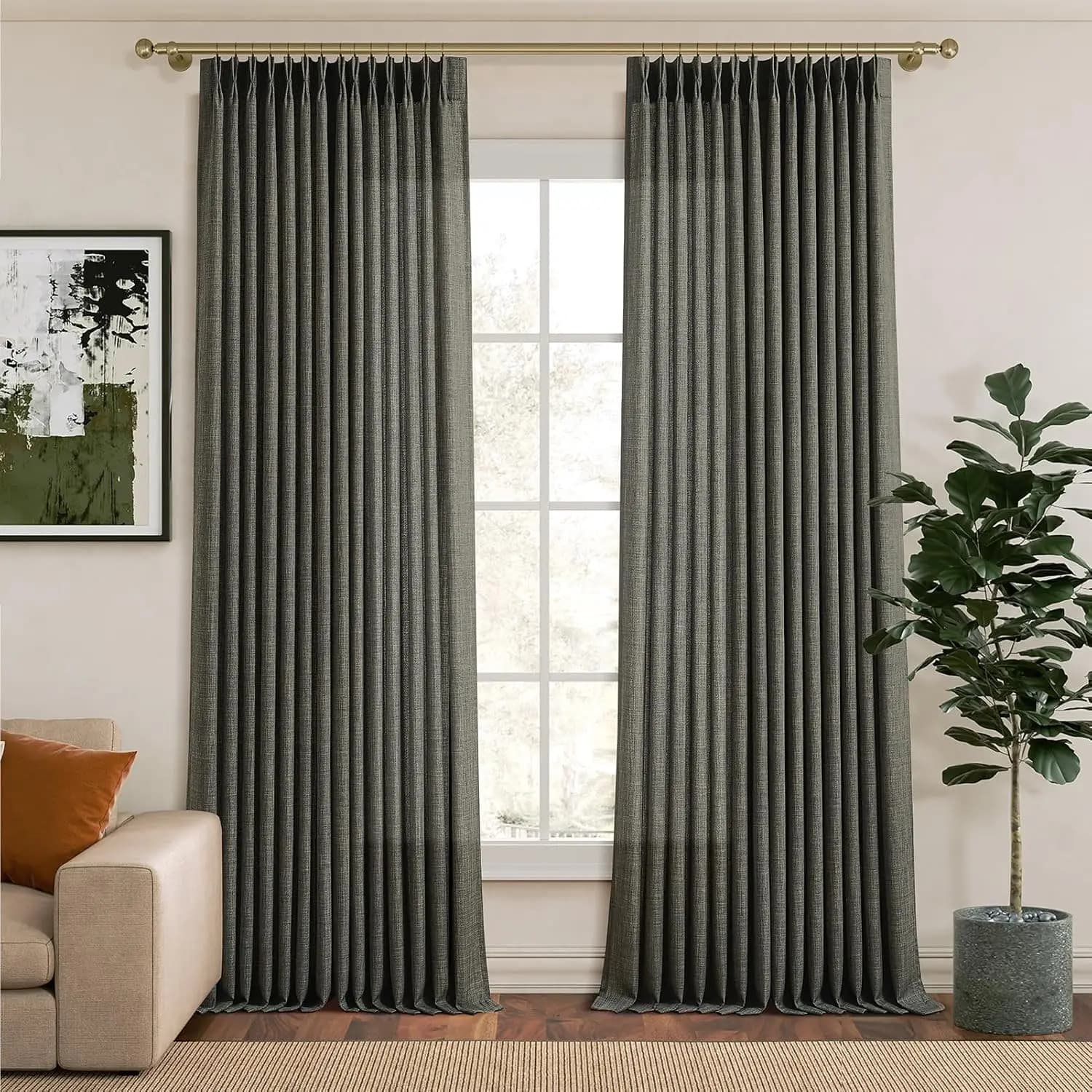 Tende a pieghe extra lunghe, filtranti la luce ma non trasparenti, 40" x 108", drappeggi da pavimento a soffitto per soggiorno
