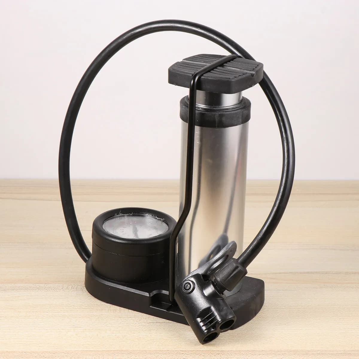 Mini Pompa da Pavimento Portatile in Lega di Alluminio per Biciclette, E-Bike, Moto, Palloni da Basket, Palloni da Calcio, Materassi Gonfiabili, Salvagenti, con Doppia Valvola