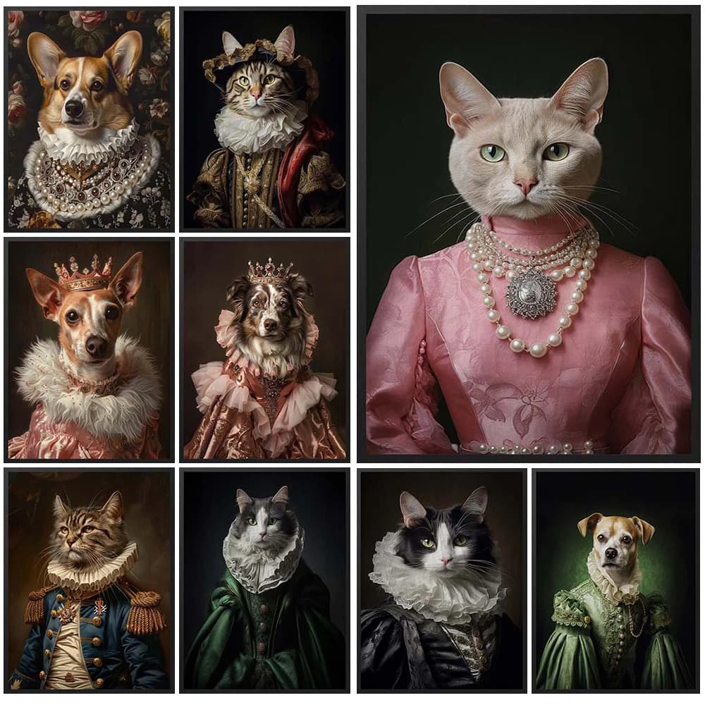 Personalizzato Pet Dog Cat Portrait Poster stampe immagini a parete per soggiorno Home Decor Poster Wall Art Canvas Painting Unframed