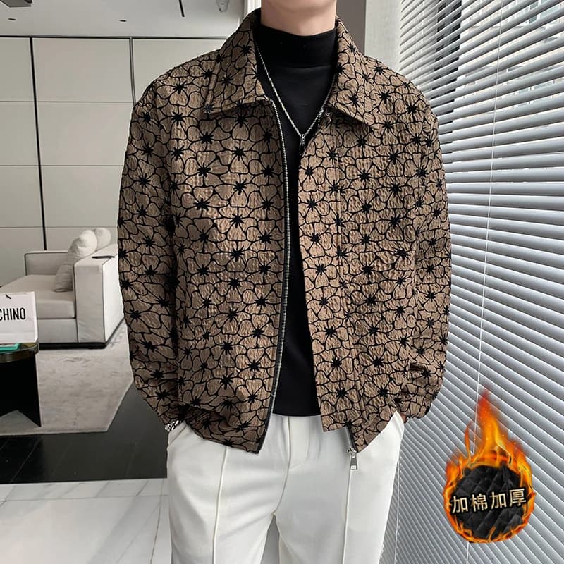 2022 inverno Jacquard giacche uomo coreano moda Casual Business cappotti risvolto addensare tenere in caldo parka Social Streetwear Outwear