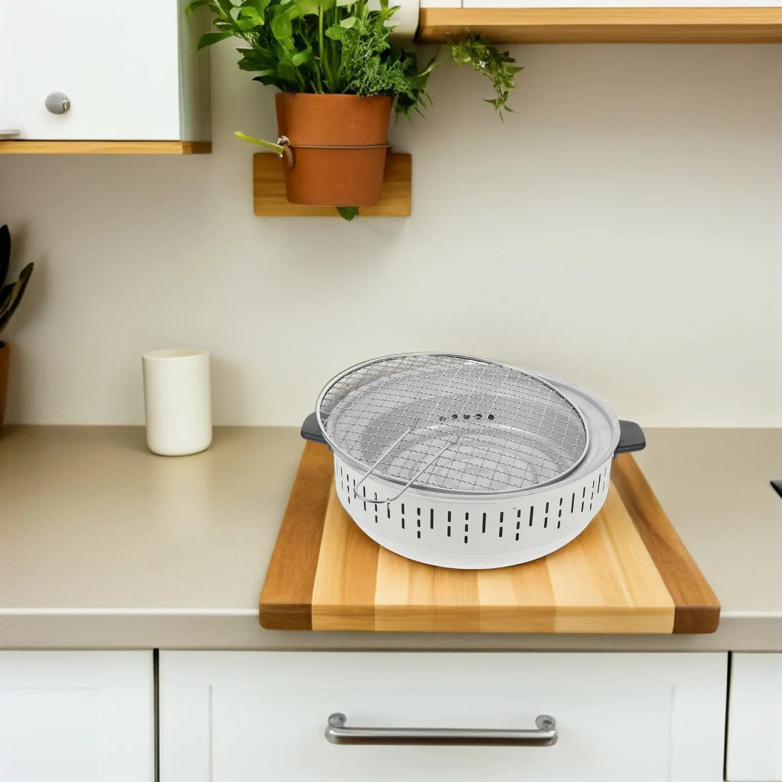 Griglia a Carbone Portatile Compatta e Resistente per Campeggio, Picnic, Barbecue all'Aperto e Cottura con Carbone in Casa