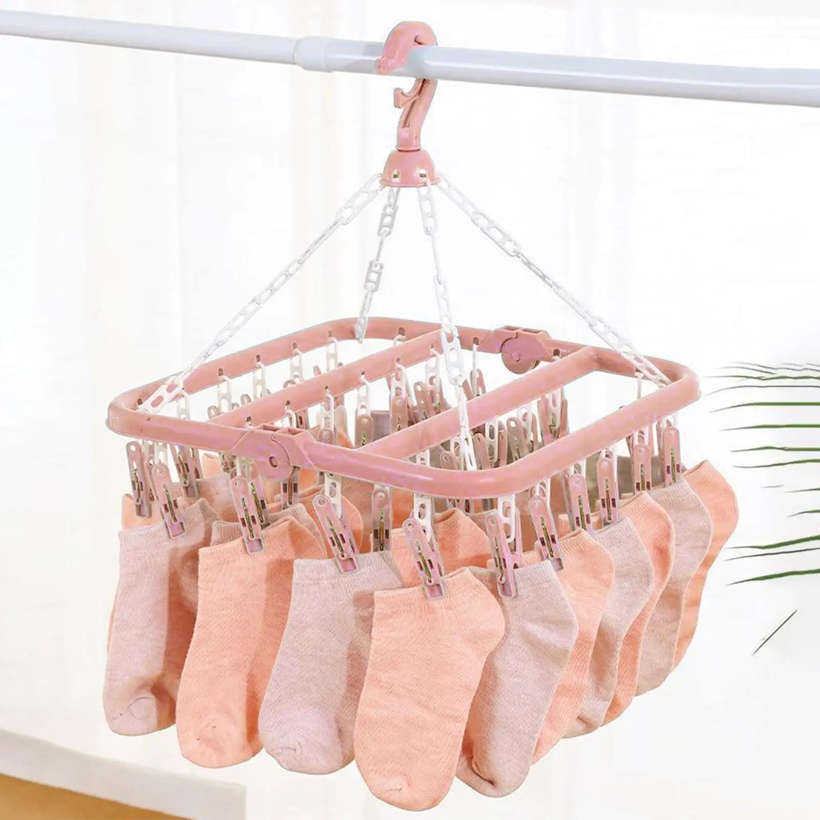 Clothes Drying Hanger with 32 Clips Socks Underwear caps gloves Drying Folding Laundry Hanging Rack rotating laundry rack