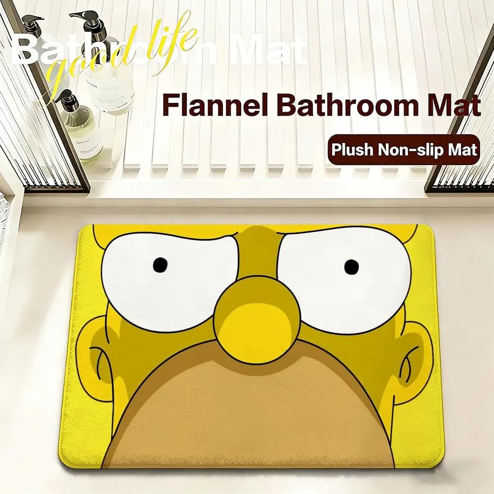Tappetino da bagno in flanella con stampa The Simpsons, ad asciugatura rapida, antiscivolo, morbido, resistente, per ingresso e bagno
