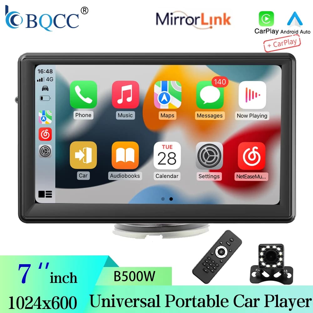 BQCC Autoradio Wireless CarPlay da 7 Pollici con WiFi, GPS, FM, Bluetooth, Schermo Touch HD, Lettore Multimediale Universale, Stereo Mp5