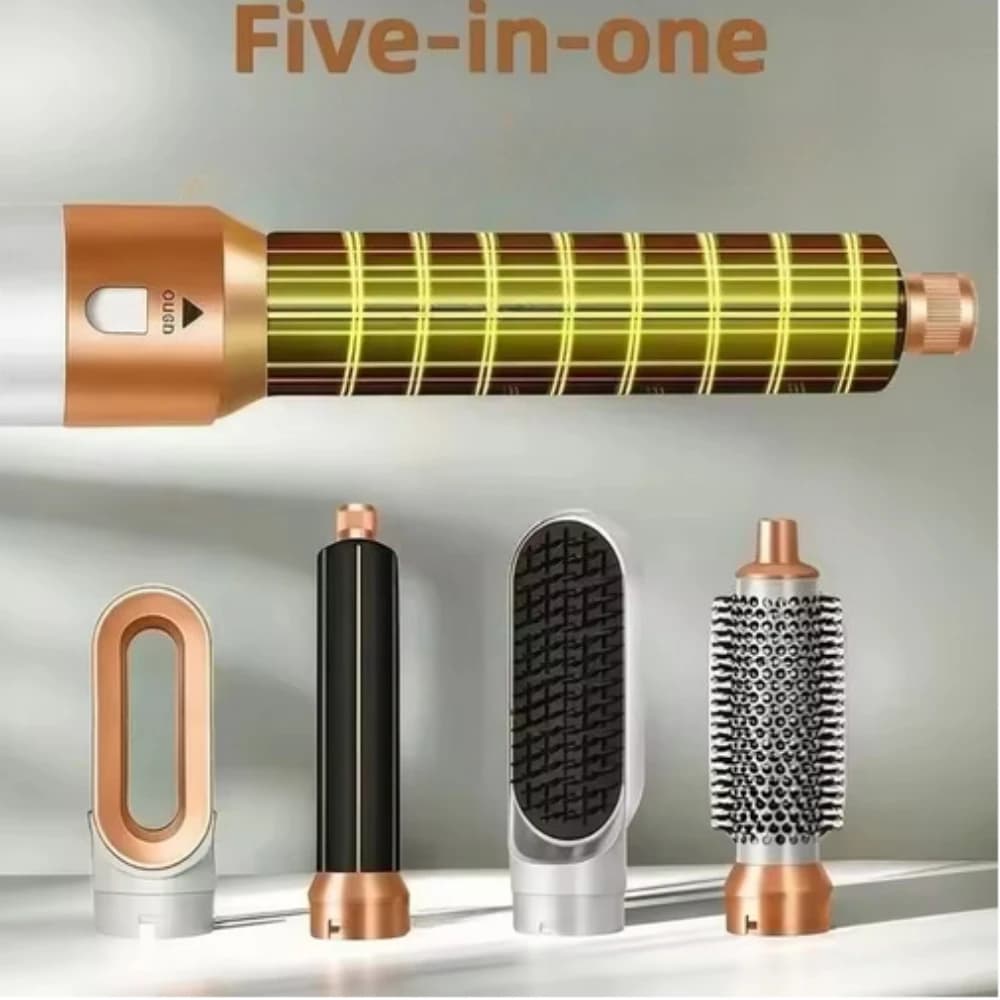 Set of brushes and plate for hair 5 in 1, professional tool to curl and iron hair, for professional hair dryer.