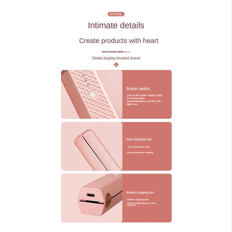 ABBR Steak for smoothing the hair without wires Basin for smooth hair Basin for straight curling portable Internal buckle B styling tool