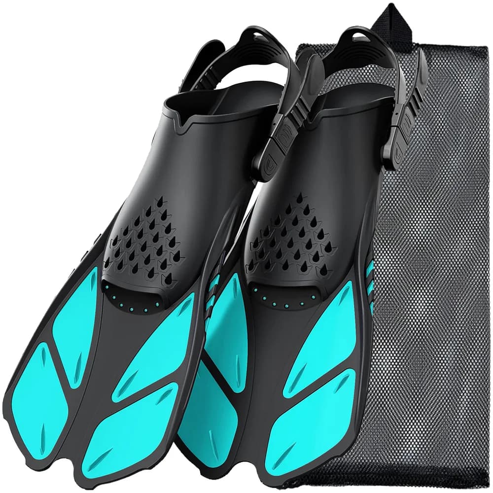 Pinne per snorkeling Pinne per nuoto Fibbie regolabili Scarpe da sub corte in silicone Tacco aperto Taglia da viaggio Uomo adulto Donna