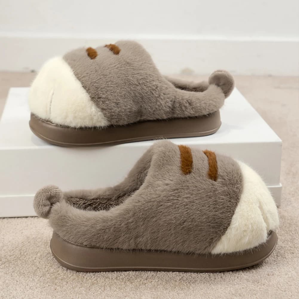 Pantofole in peluche con zampa di gatto 3D Scarpe da casa slip-on calde Comode pantofole termiche piatte Soffici pantofole da casa per camera da letto interna