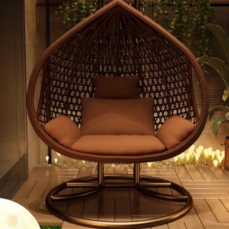 Modern design outdoor and indoor bamboo hanging basket chairs with waterproof cushions for balconies and bedrooms