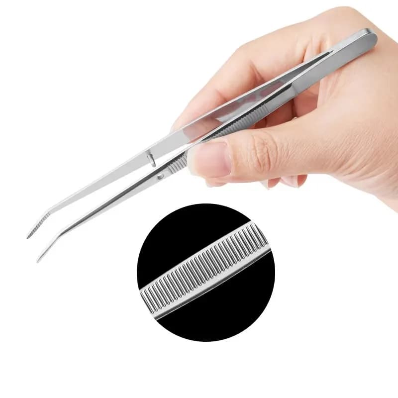 1/2/5pcs Stainless Steel Multi-Purpose Tweezers Perfect for Nail Art, Dental Crystals Cotton Picking,Dental Oral Mirror Care Kit
