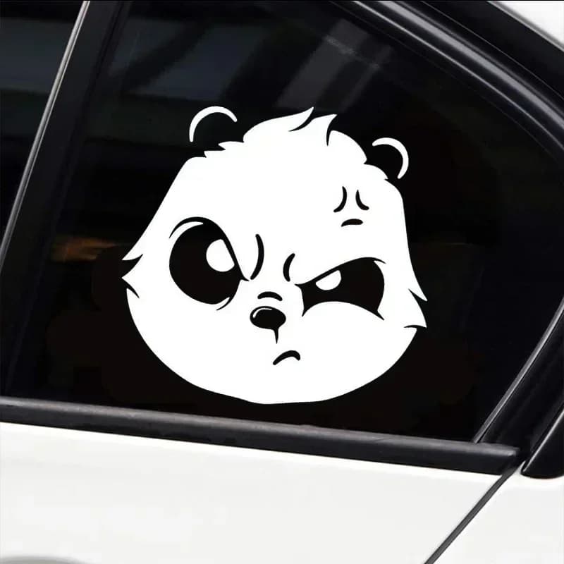 Adesivo Angry Panda 13x13 cm, adesivo in vinile a forma di cartone animato per auto, moto, laptop, decorazione da parete