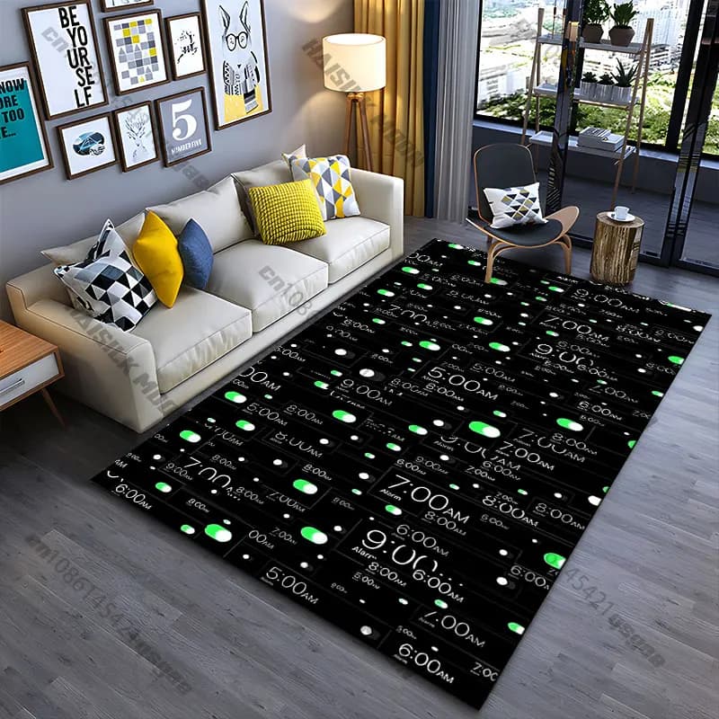Tappeto con allarmi multipli che si sovrappongono sullo schermo, tappeto da yoga, decorazione per soggiorno, tappetino per bambini, zerbino, tappeto per area gioco