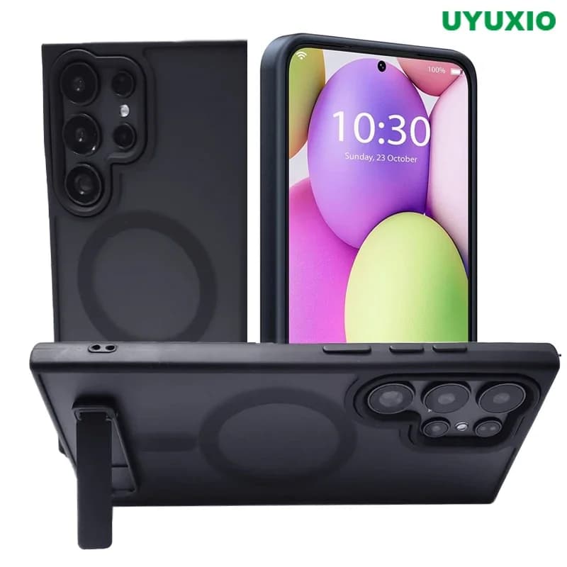 UYUXIO Custodia magnetica per telefono con cavalletto per Samsung Galaxy S25 S24 S23 Ultra Plus S22 Custodie sottili per supporto mobile con supporto