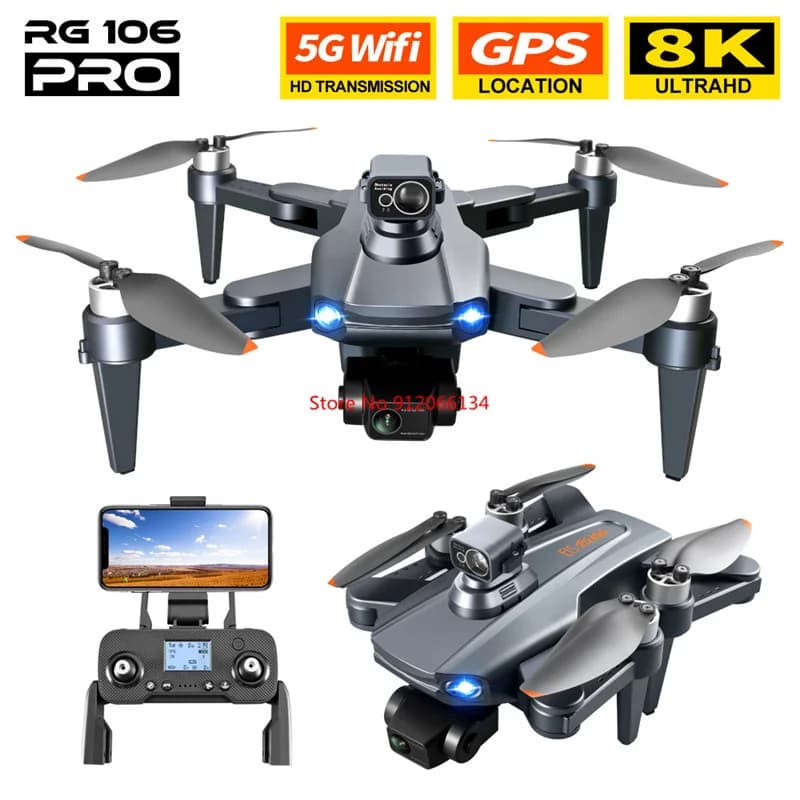 8K ESC Fotocamera GPS Evitamento Ostacoli WIFI FPV RC Quadcopter 5G 3 Assi Gimbal Brushless 3KM EIS Anti-Shake Telecomando Drone
