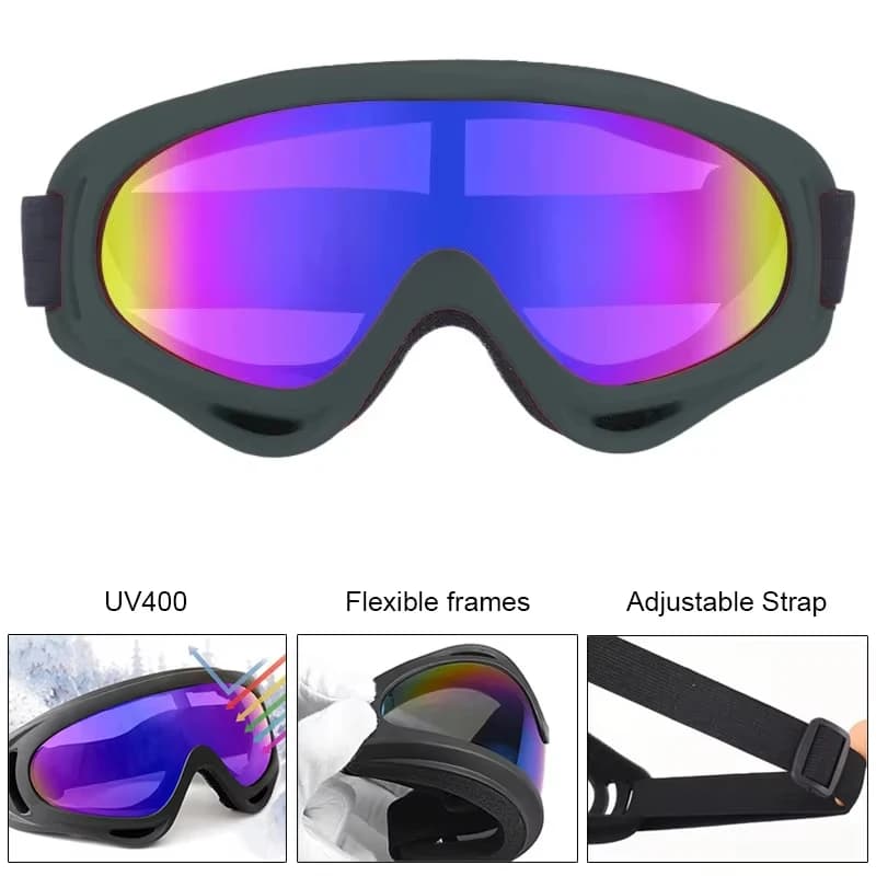Occhiali da sci Ciclismo Moto Occhiali antivento Anti-appannamento UV400 Snowboard Occhiali da neve Inverno Sport all'aria aperta Occhiali da sci