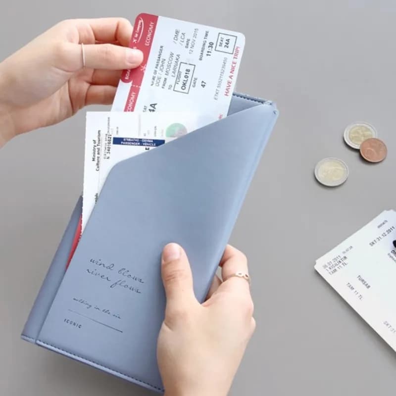 Porta Passaporto in Pelle PU Ispessita, Borsa da Viaggio Multifunzionale Portatile per Uomo, Logo Personalizzabile
