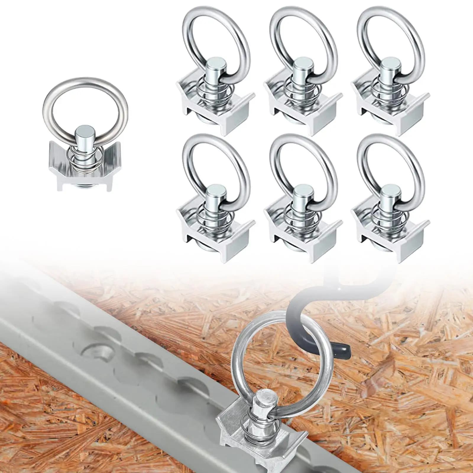 Stainless Steel Single Stud Tie Down L Track Quick Lock Round Ring Durable Cargo Control for RV Van Garage Storage