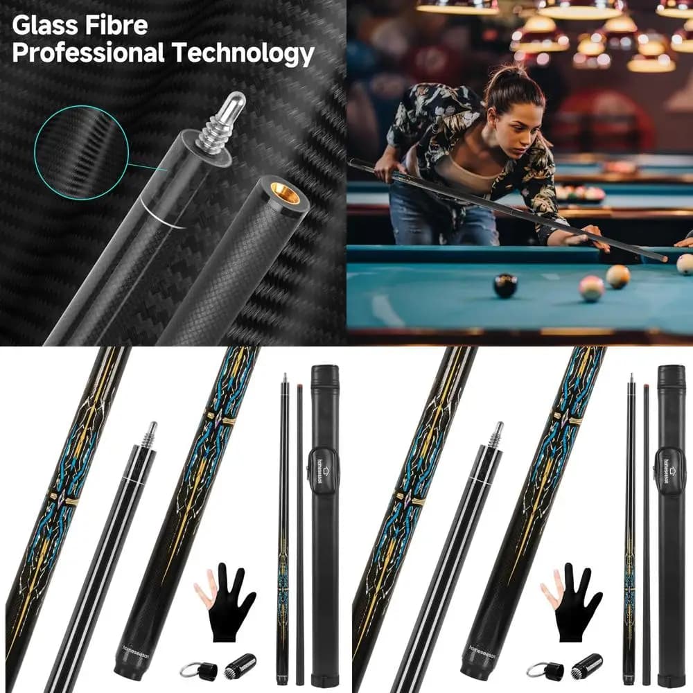 Stecca da Biliardo Professionale 58 in Fibra di Vetro HomeSeason con Bassa Deflessione per Giochi di Pool