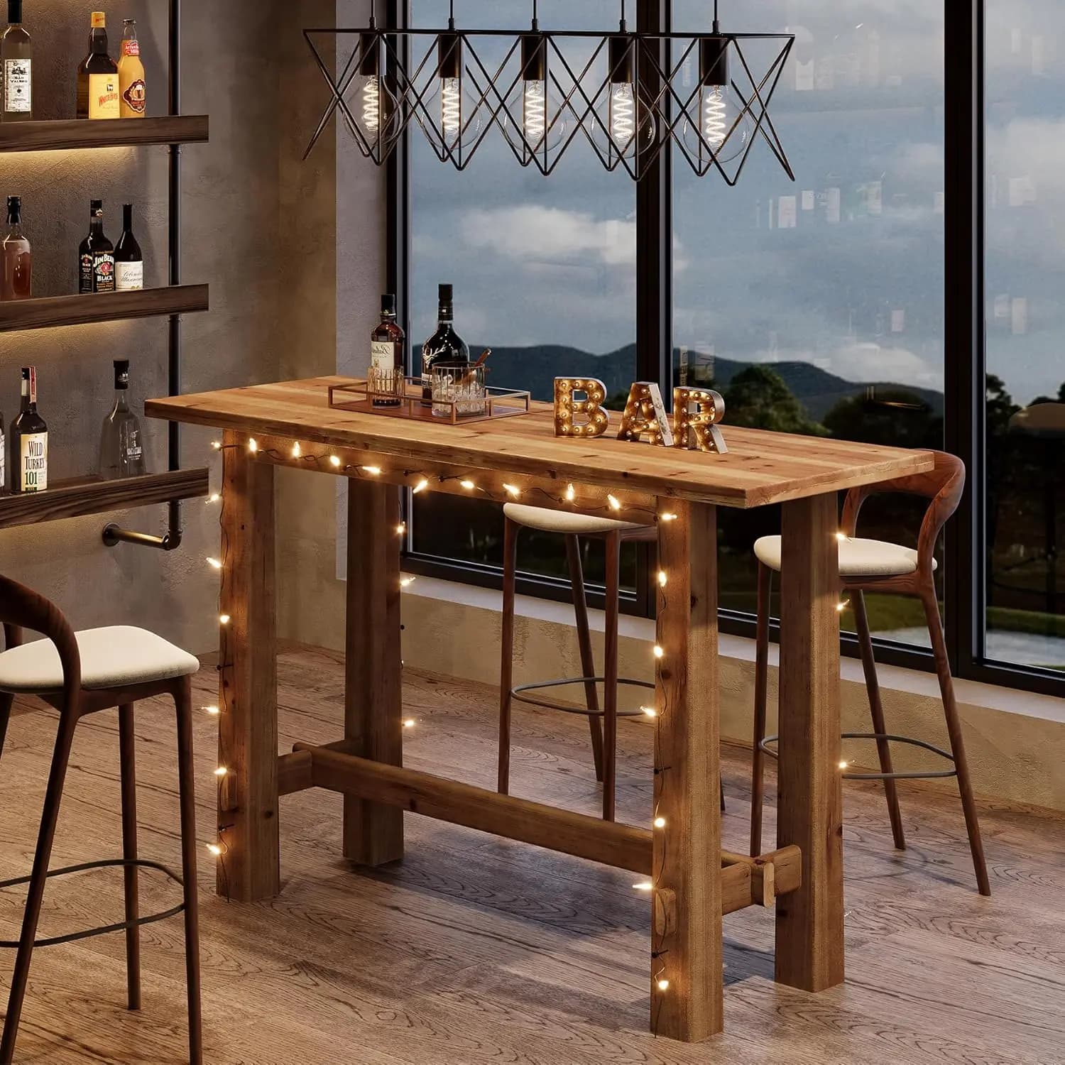 Tavolo Commerciale Alto da Bar con Poggiapiedi, Arredamento Alto per Cucina, Caffetteria o Ristorante, Patio, Panetteria (Solo Tavolo)