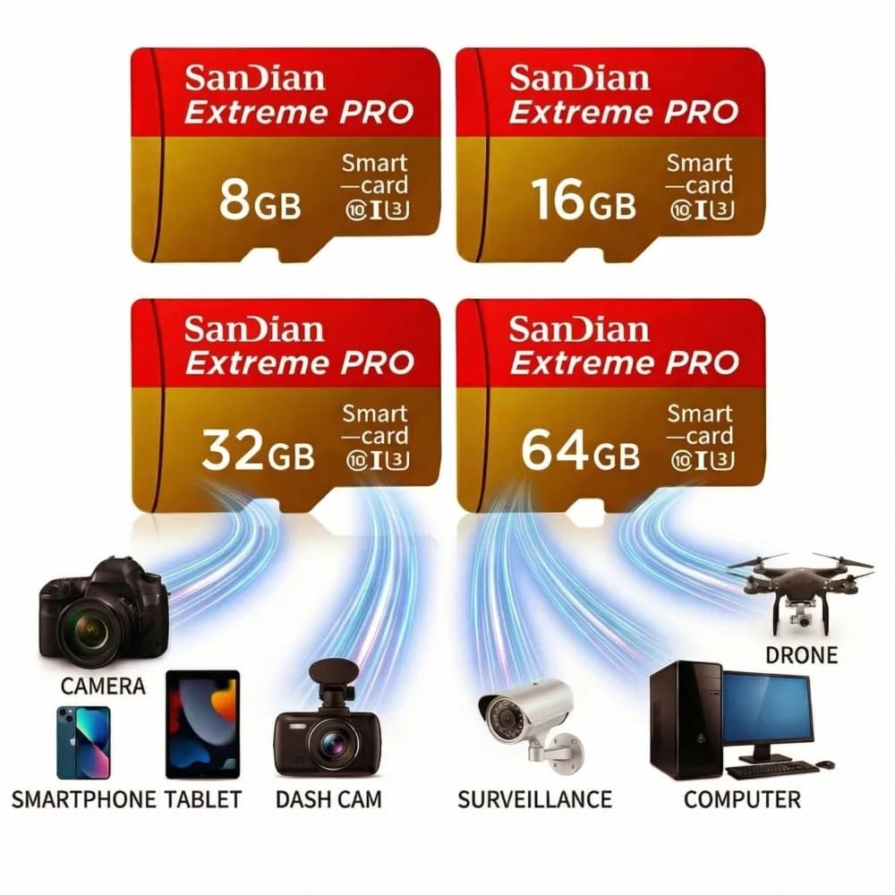 High Speed Memory Card Micro SD TF Card 64MB 128MB 256MB Class10 Up to 100MB/s for Security Camera Dash Cam Drone Smartphone