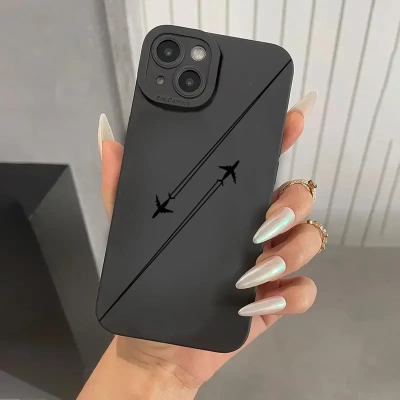 Premium Airplane Pattern Phone Case For iPhone 15 Pro Max 14 13 12 11 XS XR X 7 8 Plus SE 2020 Mini Shockproof Soft Bumper Cover