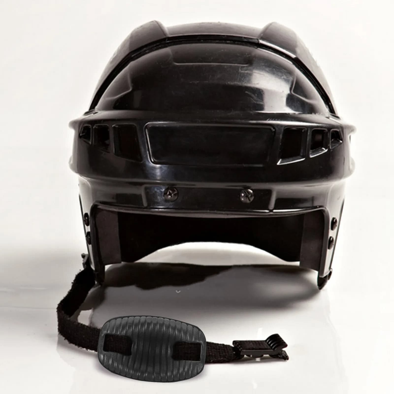 Protezione per il mento per giocatori di hockey e calcio, imbottita ed ergonomica, con cinturino e cuscino assorbente