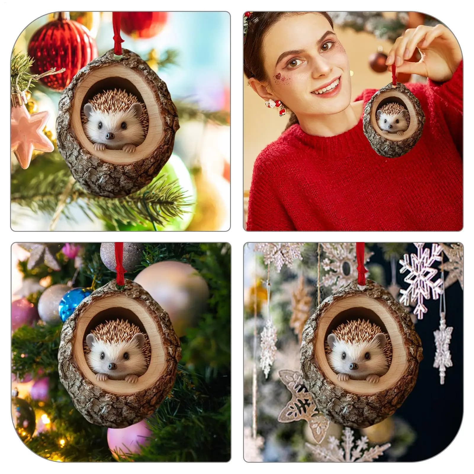 2025 Ornamenti per l'albero di Natale con animali Simpatico ciondolo in acrilico 2D con scimmia koala e gatto per la decorazione della casa dell'auto con borsa di Natale