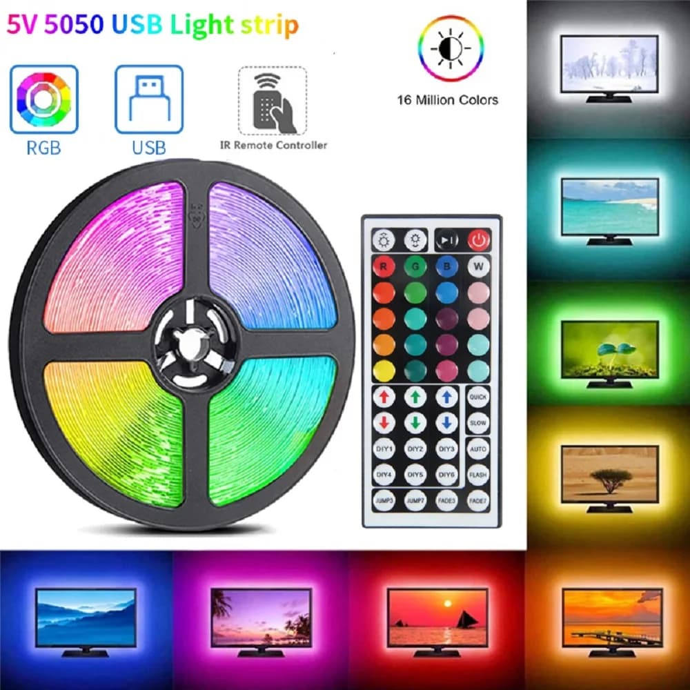 USB HA CONDOTTO LA Luce di Striscia 16LED/Metro Bluetooth RGB Luci TV Retroilluminazione 5V HA CONDOTTO LA Nastro Diodo di Controllo Del Telefono 1-30m Per La Decorazione Della Stanza Luces Led