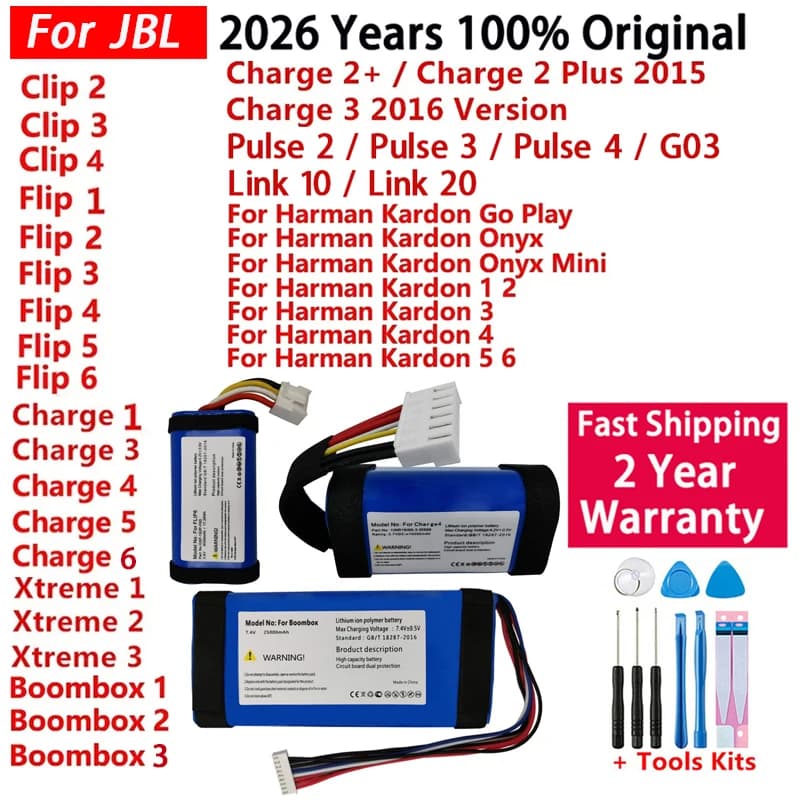 Batteria altoparlante originale per Harman Kardon Onyx Studio per JBL Charge Boombox Flip Pulse Xtreme 1 2 3 4 5 6 Go Play Onyx Mini