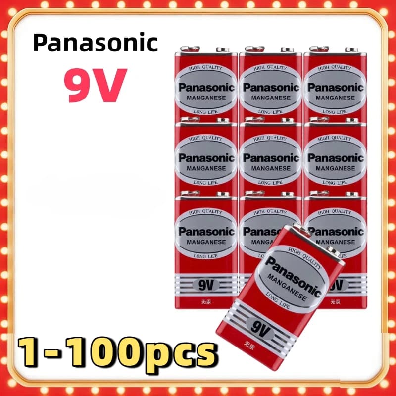 Hot Original Panasonic 6F22ND 9V Alkaline Battery, Mercury-Free Long Life,for Smoke Detector/Alarm Clock/Wireless Microphone