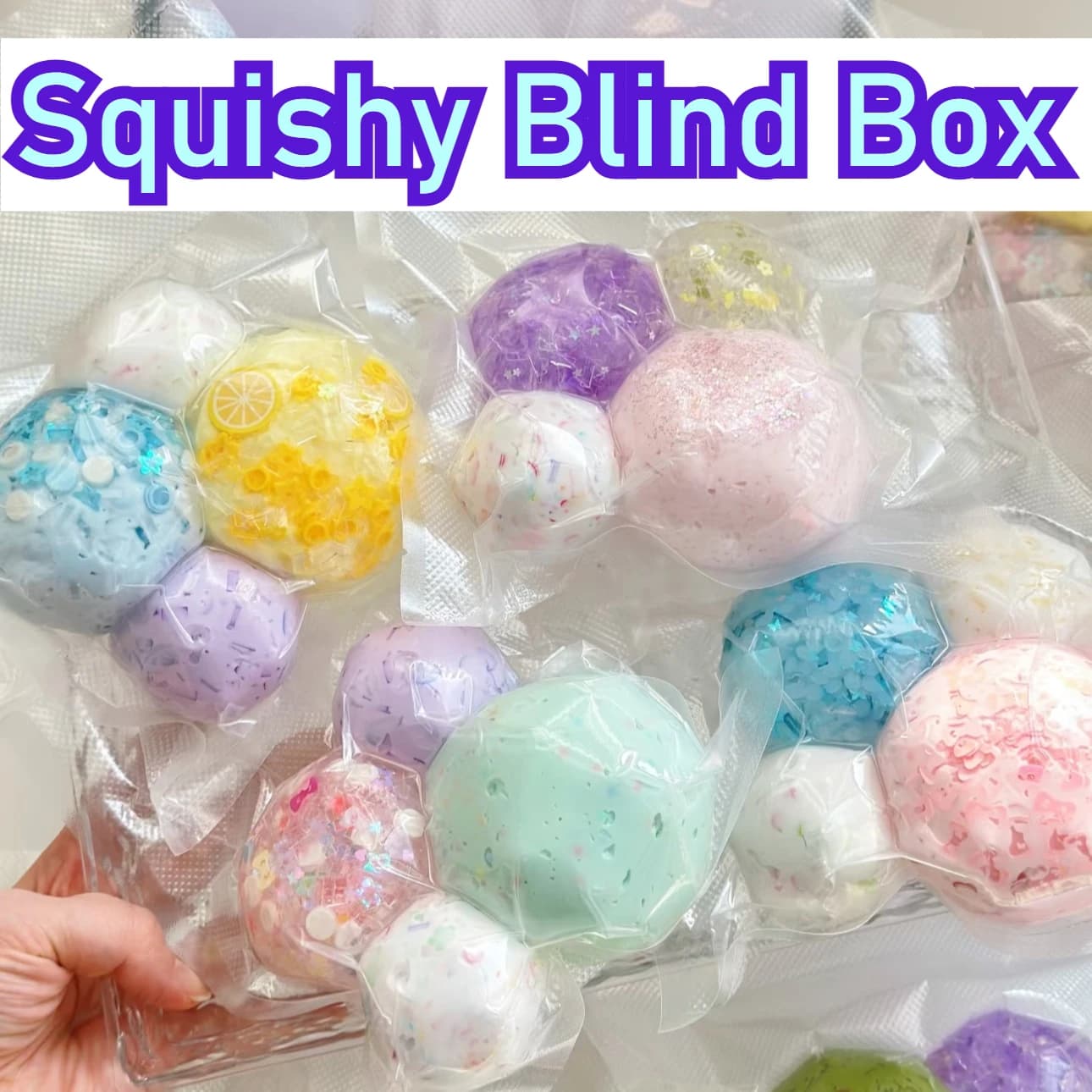 Random 4pcs Squishy Blind Box Crispy Sound Runchy Squeeze Toy Round Filled ASMR Anti Stress Release Hand Relax Gift Toy