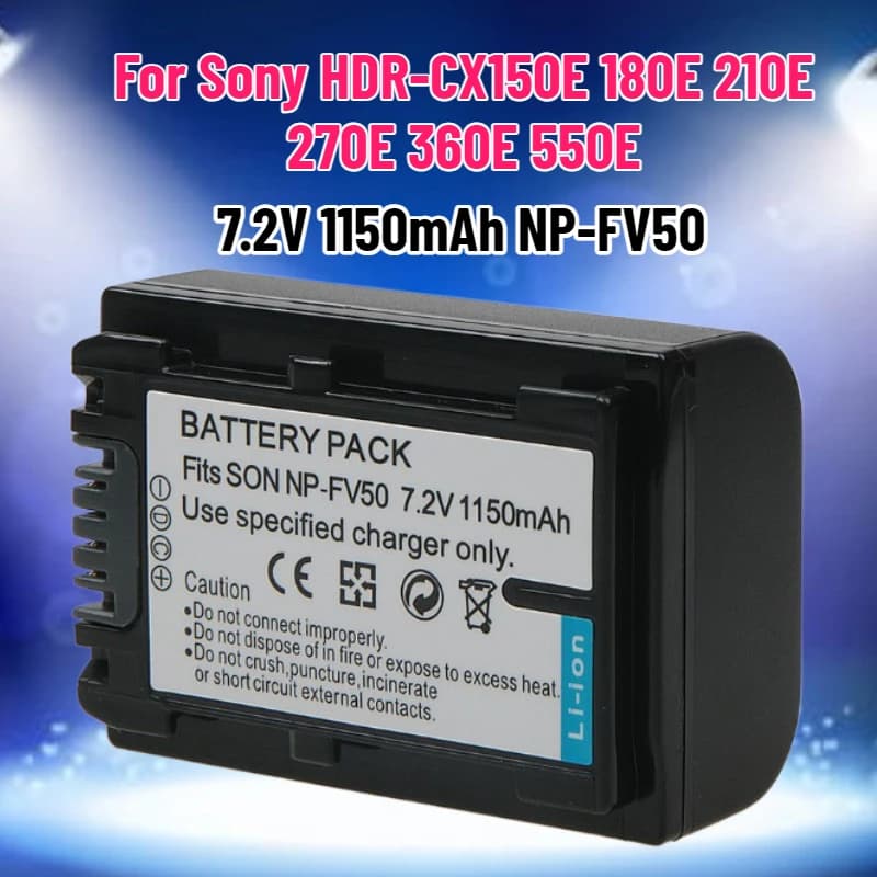 NP-FV50 7.2V 1150mAh Rechargeable Battery for Sony HDR-CX150E 180E 210E 270E 360E 550E Digital Camera