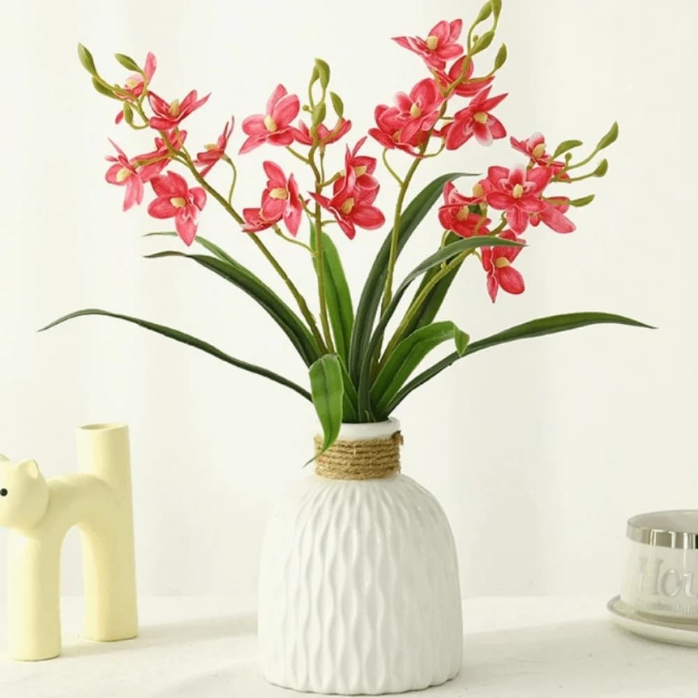 New 2 Fork Artificial Orchid Flower Floral Display Simulation Artificial Faux Plants Pink Fake Silk Flower Wedding Decoration